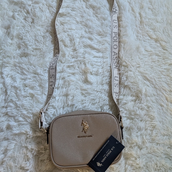 U.S. Polo Assn. Classic Zip Metallic Crossbody Bag - Beige - Picture 8 of 8